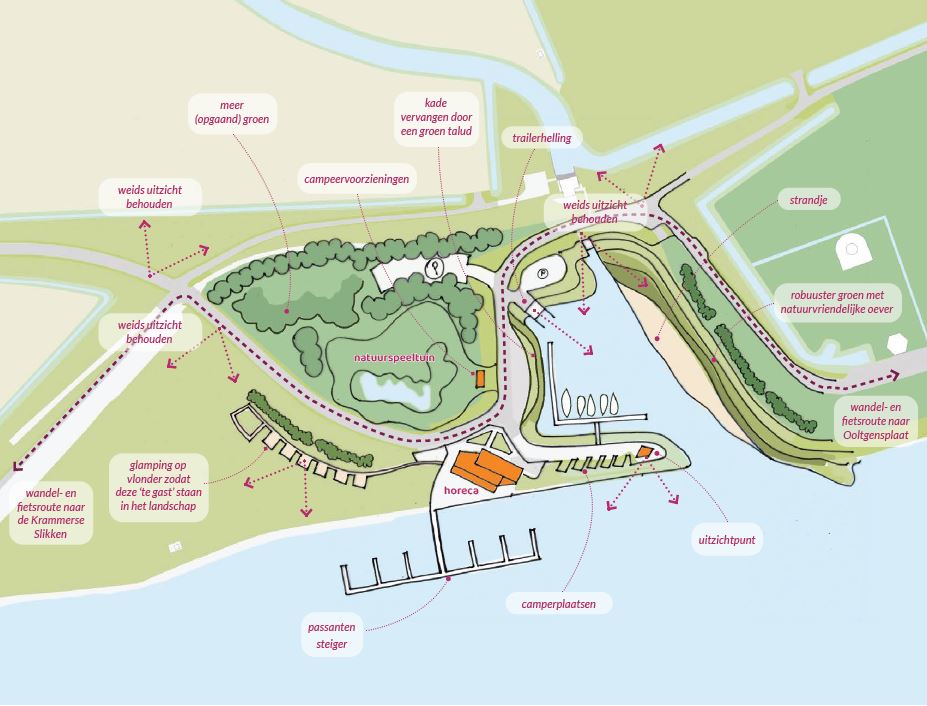 ontwerpvariant A: haven als recreatieve hotspot met verblijfsrecreatie